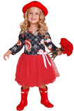 Black Red Santa Snowflack Print Christmas Toddler Dress