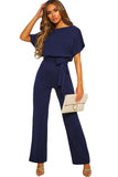 Blue Oh So Glam Belted Wide Leg Jumpsuit