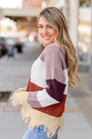 Gray Colorblock Distressed Sweater