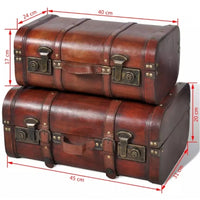 vidaXL Wooden Treasure Chest 2 pcs Vintage Brown 240575