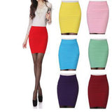 2017 Fashion Women Skirts Candy Color Ladies Elastic High Waist Summer Pencil Skirts 14 Colors D001