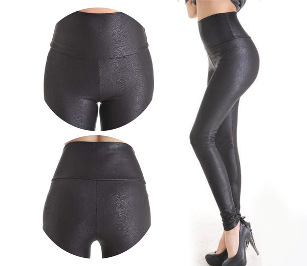 2018 New Sale Fashion Serpentine Sexy Leggings Womens Leggins Stretch High Waist quality Faux Leather Pants Plus Size YAK0010