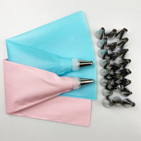 26 PCS/Set Silicone Pastry Bag Tips Kitchen DIY Icing Piping Cream Reusable Pastry Bags +24 Nozzle Set Cake Decorating Tools