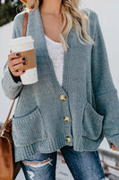 Sky Blue Oversize Button Front Cardigan