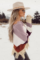 Gray Colorblock Distressed Sweater