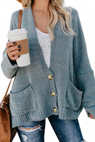 Sky Blue Oversize Button Front Cardigan