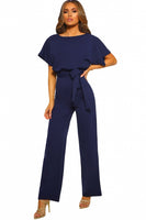 Blue Oh So Glam Belted Wide Leg Jumpsuit