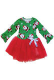 Black Red Santa Snowflack Print Christmas Toddler Dress