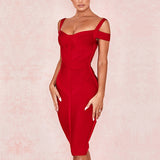 ADYCE Off Shoulder Bodycon Bandage Dress Women Sexy Wine Red Spaghetti Strap Club Dress Vestidos Celebrity Evening Party Dresses