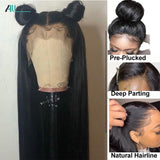 Allove Straight Lace Front Human Hair Wigs For Black Women Straight Lace Front Wig 8-24 Remy Brazilian Wig 250 Density Lace Wig