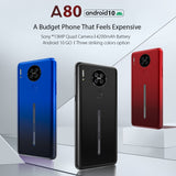 Blackview A80 Smartphone 13MP Quad Rear Camera Android 10.0 Go 6.21'' Waterdrop cellphone 4200mAh 2GB+16GB 4G LTE Mobile Phone-评价数量:19,订单数量:268