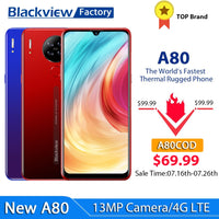 Blackview A80 Smartphone 13MP Quad Rear Camera Android 10.0 Go 6.21'' Waterdrop cellphone 4200mAh 2GB+16GB 4G LTE Mobile Phone-评价数量:19,订单数量:268