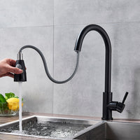 Brushed Nickel Pull Out Kitchen Faucet Deck Munted Dual Sprayer Function Water Taps Single Hole Hot and Cold Kitchen Mixer Crane