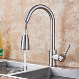 Brushed Nickel Pull Out Kitchen Faucet Deck Munted Dual Sprayer Function Water Taps Single Hole Hot and Cold Kitchen Mixer Crane