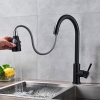 Brushed Nickel Pull Out Kitchen Faucet Deck Munted Dual Sprayer Function Water Taps Single Hole Hot and Cold Kitchen Mixer Crane