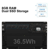 CHUWI LapBook Plus 15.6 Inch 4K Screen Intel X7 Quad Core DDR4 8GB 256GB SSD Windows 10 Laptop with M.2 Expansion Slot