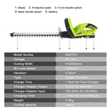 DEKO 20V Lithium 1500mAh Cordless Hedge Trimmer Quick Charge Rechargeable Electric Trimmer Pruning Saw with Dual Blade/Saw