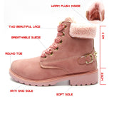 Fujin women winter boots Platform Pink Women Boots Lace up Casual Ankle Boots Booties Round Women Shoes winter snow boots Ankle