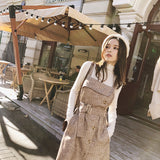 MISHOW 2019 autumn winter new Camisole dress for women causal slim fit with pocket Khaki knee-length dress MX18D1059