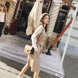MISHOW 2019 autumn winter new Camisole dress for women causal slim fit with pocket Khaki knee-length dress MX18D1059