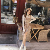 MISHOW 2019 autumn winter new Camisole dress for women causal slim fit with pocket Khaki knee-length dress MX18D1059