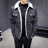 Men Winter Denim Jackets Light Blue Jean Jackets New Male Thick Warm Denim Coats Large Size Wool Liner Black Jean Coats Size 6XL