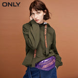 ONLY women's winter new letter loose hooded hoodies Letter pattern hat rope Loose and comfortable|11839S602