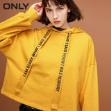 ONLY women's winter new letter loose hooded hoodies Letter pattern hat rope Loose and comfortable|11839S602