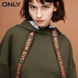 ONLY women's winter new letter loose hooded hoodies Letter pattern hat rope Loose and comfortable|11839S602