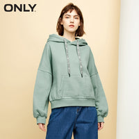 ONLY womens' autumn street simple wind weave bandwidth loose sweatshirt women plush fabric Foil printed letters|11839S560