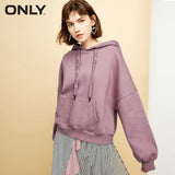 ONLY womens' autumn street simple wind weave bandwidth loose sweatshirt women plush fabric Foil printed letters|11839S560