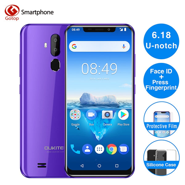 Oukitel C12 Pro Face ID 6.18Inch 19:9 U-notch Display Android 8.1 2GB RAM 16GB ROM MT6739 3300mAh Battery 8MP+5MP 4G Smartphone