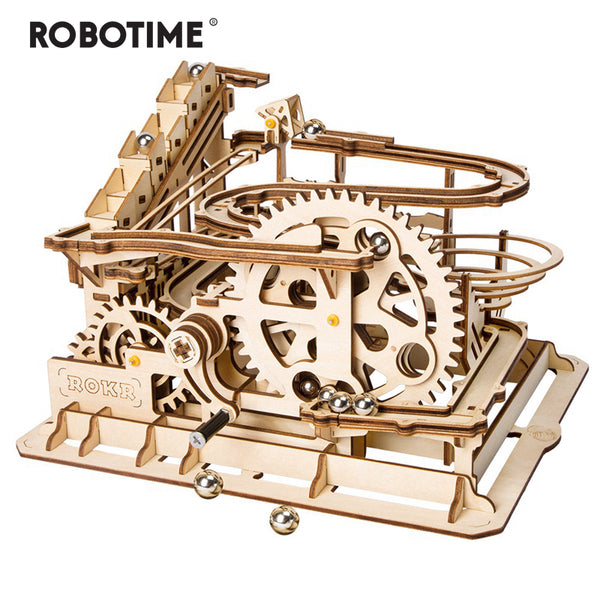 Robotime 4 Kinds Marble Run Game DIY Waterwheel Wooden Model Building Kits Assembly Toy Gift for Children Adult dropshipping