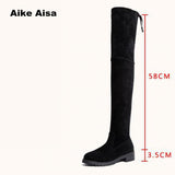 Size 35-41 Winter Over The Knee Boots Women Stretch Fabric Thigh High Sexy Woman Shoes Long Bota Feminina zapatos de mujer #66