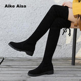 Size 35-41 Winter Over The Knee Boots Women Stretch Fabric Thigh High Sexy Woman Shoes Long Bota Feminina zapatos de mujer #66