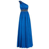 Tanpell one shoulder evening dress red sleeveless floor length a line gown cheap beaded ruched ladies party long evening dresses