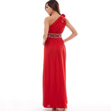 Tanpell one shoulder evening dress red sleeveless floor length a line gown cheap beaded ruched ladies party long evening dresses