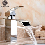 Wholesale And Retail Deck Mount Waterfall Bathroom Faucet Vanity Vessel Sinks Mixer Tap Cold And Hot Water Tap