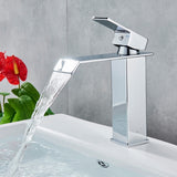 Wholesale And Retail Deck Mount Waterfall Bathroom Faucet Vanity Vessel Sinks Mixer Tap Cold And Hot Water Tap