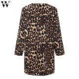 Womail Womens Coats Womens Leopard Sexy Winter Warm New Wind Coat Cardigan Leopard Print Long Coat women coat 2019 XXL-5XL