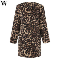 Womail Womens Coats Womens Leopard Sexy Winter Warm New Wind Coat Cardigan Leopard Print Long Coat women coat 2019 XXL-5XL