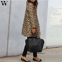 Womail Womens Coats Womens Leopard Sexy Winter Warm New Wind Coat Cardigan Leopard Print Long Coat women coat 2019 XXL-5XL