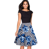 Women Elegant Summer Solid Color Ruched Cap Sleeve Casual Wear To Work Office Party Fitted Skater A-Line Swing Dress EA067