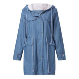 Women's Hooded Jackets Female Jacket Plush Coat Casual Long Sleeve Denim Jacket Long Jean Outwear Overcoat Feminine Coat