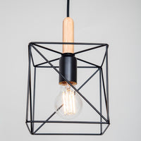 Wood Pendant light Retro Loft Hanging lamp iron cage lampshade pendant bar coffee dining room lighting fixtures