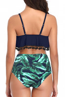 White Print High Waist Swimsuit