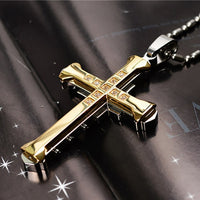 New Hot Sale Necklace for Men Jesus Crystal Cross Pendant Necklace Gold Silver and Black Cross Necklace Fashion Jewelry Xmas Ms