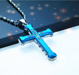 New Hot Sale Necklace for Men Jesus Crystal Cross Pendant Necklace Gold Silver and Black Cross Necklace Fashion Jewelry Xmas Ms