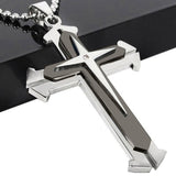 New Hot Sale Necklace for Men Jesus Crystal Cross Pendant Necklace Gold Silver and Black Cross Necklace Fashion Jewelry Xmas Ms