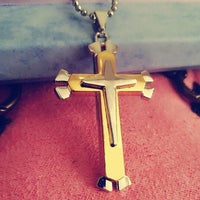 New Hot Sale Necklace for Men Jesus Crystal Cross Pendant Necklace Gold Silver and Black Cross Necklace Fashion Jewelry Xmas Ms